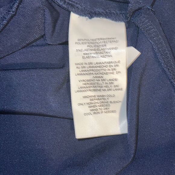 NWT Chaps Off Women Shoulder Ruffle Maxi Dress Navy Blue Size L - Picture 8 of 9